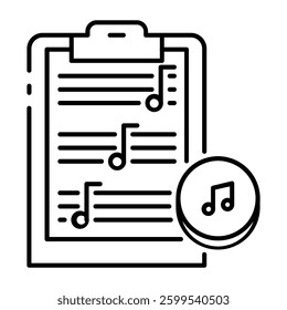 This Music Sheet icon is suitable for Audio, Music, etc