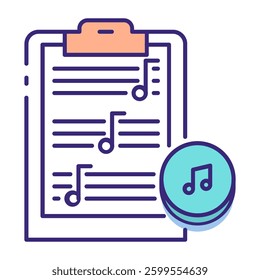 This Music Sheet icon is suitable for Audio, Music, etc