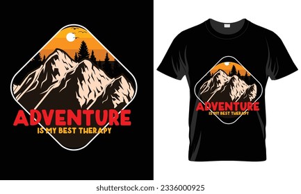 This is my Camping hiking t-shirt design. Mountain illustration, outdoor adventure . Vector graphic for t shirt and other uses. Outdoor Adventure Inspiring Motivation Quote. Vector Typography