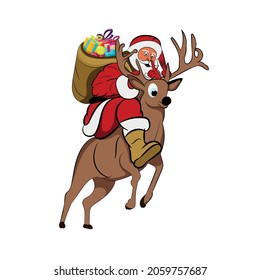 This is my Deer and santa claus clipart vector