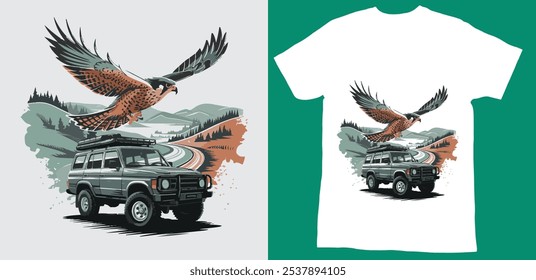 Este es mi águila y el coche ajustan el diseño de la camiseta