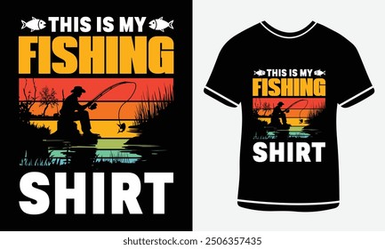 This is my fishing shirt t-shirt design, vector T-shirt, Graphic template, fish man, Fishing text t- shirt design Free Vector3.eps. Fishing T-shirt Design Template Print.
