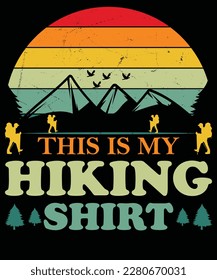 This is my hiking vintage t-shirt design. Mountain illustration, outdoor adventure