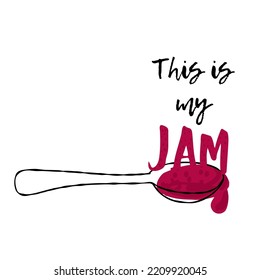 This is my jam illustration with a spoon on a white background