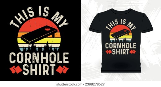 This Is My Lucky Cornhole Shirt Funny Cornhole Player Retro Vintage Cornhole T-shirt Design