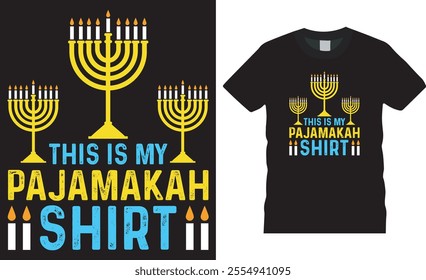 This is my pajamakah shirt, Hanukkah t shirt design vector template. Hanukkah motivational quote typography unique vector trending festival t shirt design. This design ready for any print item.