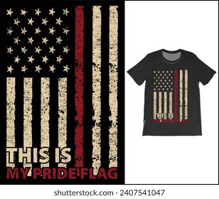 This Is My Pride Flag USA T-Shirt. American USA Flag Patriotic 4th Of July Funny Vintage T-Shirt, Proud Americans Cool Presidents Day Outfit Shirts,