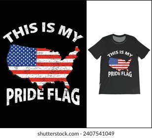 This Is My Pride Flag USA T-Shirt. American USA Flag Patriotic 4th Of July Funny Vintage T-Shirt, Proud Americans Cool Presidents Day Outfit Shirts,