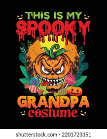 This is my spooky grandpa Halloween T-Shirt Design