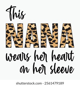 This nana wears her heart on her sleeve retro t shirt design