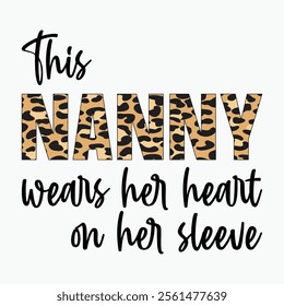 This nanny wears her heart on her sleeve retro t shirt design