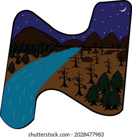 This is a natural view with a shap of a word,which is N.