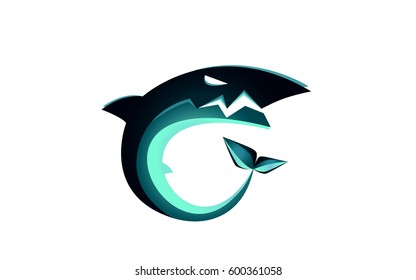 This is neon shark letter logotype.