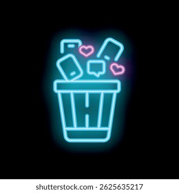 This neon sign represents getting rid of technology and social media