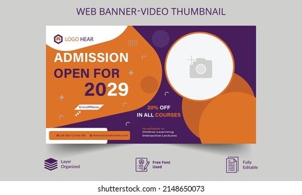 This is a new creative school admission thumbnail banner design.