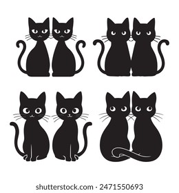 This is new Cute Cute Cat Silhouette illustration .