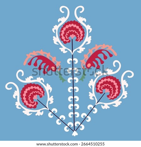This new design showcases a traditional Uzbek ornament, drawing inspiration from the rich heritage of Turkic nomadic cultures. Featuring intricate geometric patterns, stylized animal and plant motifs