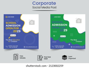 This is a New Professional Creative School Admission Social Media Banner. This Social Media Banner College, Universities and kit has been designed for Schools etc.