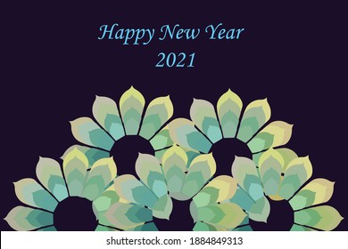 This is New Year 2021 postcard with Rainbow flower.