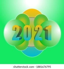 This is a new year 2021 vector symbol illustration, with a background filled with colorful circles