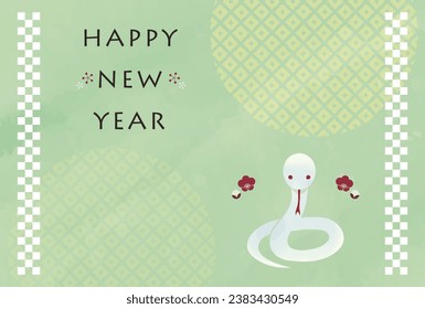 This is a New Year's postcard illustration for the year of the snake, 2025.