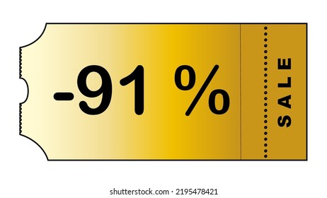 Este es un buen cupón minimalista de gradiente de oro con número de descuento
