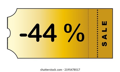 Este es un buen cupón minimalista de gradiente de oro con número de descuento