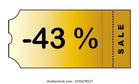 Dies ist ein netter, minimalistischer GoldFarbverlauf-Coupon mit Anzahl Rabatt