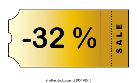 Este es un buen cupón minimalista de gradiente de oro con número de descuento