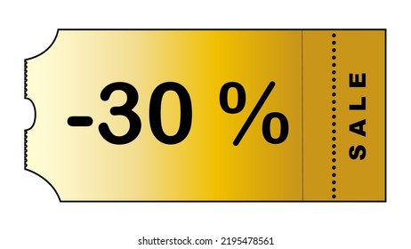 Este es un buen cupón minimalista de gradiente de oro con número de descuento