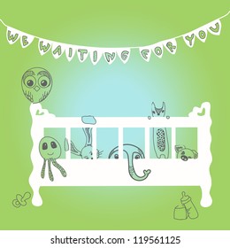 This is a nice hand draw graphic with animals and waiting for a baby.