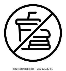 This No fast food icon is suitable for Fitness, Healthy Lifestyle, Sports, etc.