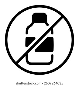 This No plastic bottle icon is suitable for Earth Day, Save the Earth, Plastic Pollution, etc