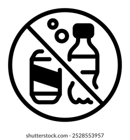 This No soft drink icon is suitable for Diabetes, Sickness, etc.