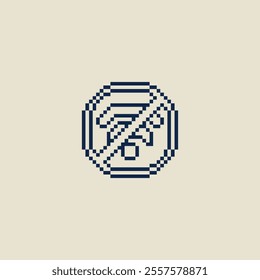 this is no wifi icon in pixel art, this item good for presentations,stickers, icons, t shirt design,game asset,logo and your project.