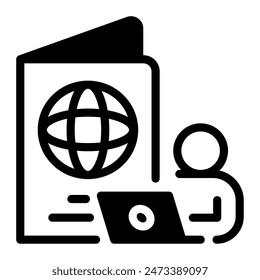 This Nomad Visa icon is suitable for digital nomad, freelancer, working at home, etc.