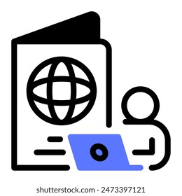 This Nomad Visa icon is suitable for digital nomad, freelancer, working at home, etc.