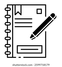 This Notebook icon is suitable for School, College, Education, etc