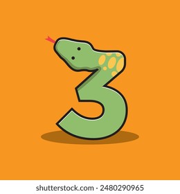 Este es el número 3 hecho para parecerse a una serpiente