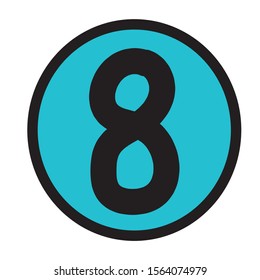 This is a number and blue backgrourd. 8.