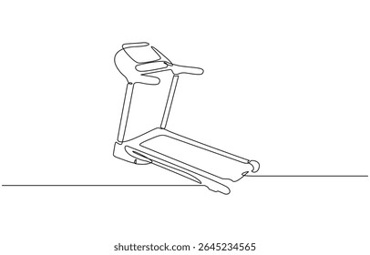 This is a one line drawing of a young energetic running and walking on a treadmill, Gym fitness center in a modern illustration, Continuous one line Exercise Treadmill
