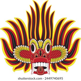 This is one of the traditional masks of Sri Lanka. This represents a devil called Gini Raksha (Fire Devil). In Srilankan culture there is a belief that this mask brings peace and prosperity to people.