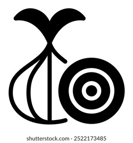 Este icono de cebolla es adecuado para la alimentación y la agricultura, etc.