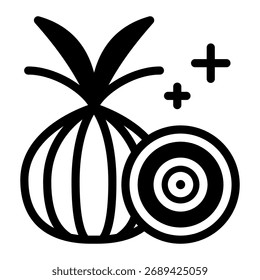 Este ícone de cebola é adequado para legumes, vegetariano, comida orgânica, etc.