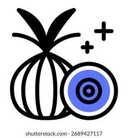 Dieses Zwiebelsymbol eignet sich für Gemüse, Vegetarier, Bio-Lebensmittel, etc.