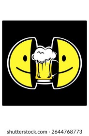 This is an open smiley with a beer
