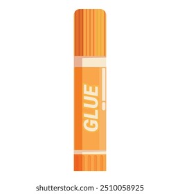 This orange glue stick is standing up on a white background