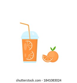 This is an orange juice on a white background.