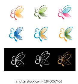 this is an organic butterfly-shaped logo that forms the letter ''A&K'', with a variety of interesting color options 
