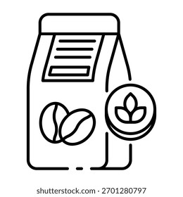 Este ícone de café orgânico é adequado para produto orgânico, etc.
